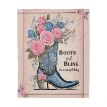 Boots och Bling Cowgirl Fleece Blanket