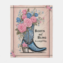Boots och Bling Cowgirl Fleece Blanket