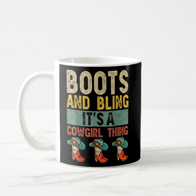 Boots och Bling Det är en Cowgirl Sak Rodeo Hat Ro Kaffemugg (Vänster)