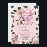 Boots och Bling Skin Cowgirl Western Birthday Inbjudningar<br><div class="desc">Gingham Cowgirl Boot Blommigt Western Bjud. Rustic 21:a,  30:e eller 40:e Westerna födelsedagen.</div>
