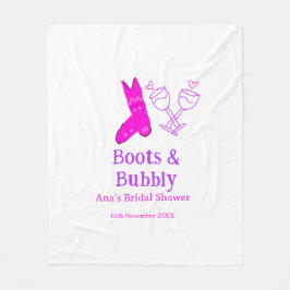 Boots och bubbelchampagne flaska möhippa rosa fleecefilt