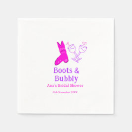 Boots och bubbelchampagne flaska möhippa rosa pappersservett