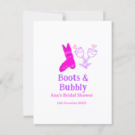 Boots och bubbelchampagne flaska möhippa rosa vykort