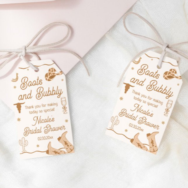 Boots och Bubby Western Bröllopsfest Tack Presentetikett (Skapare uppladdad)