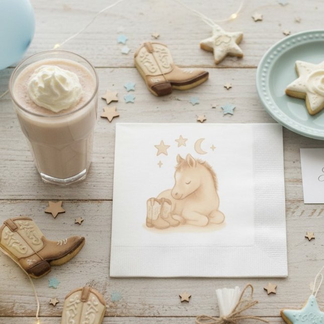 Boots och Foal Baby Shower Pappersservett (cowboy baby boots and foal baby shower napkin)