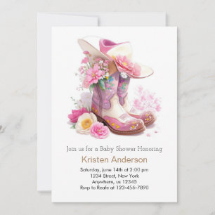 Boots och Hat Western Cowgirl Baby Shower Inbjudningar