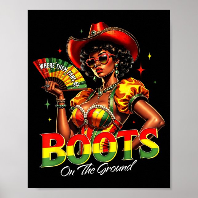 Boots On The Ground Afro Black Woman African Black Poster (Framsidan)