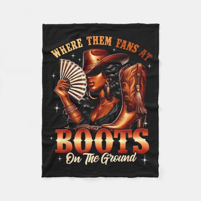 Boots On The Ground Cowgirl Black Women Africa Bla Fleecefilt (Framsidan)