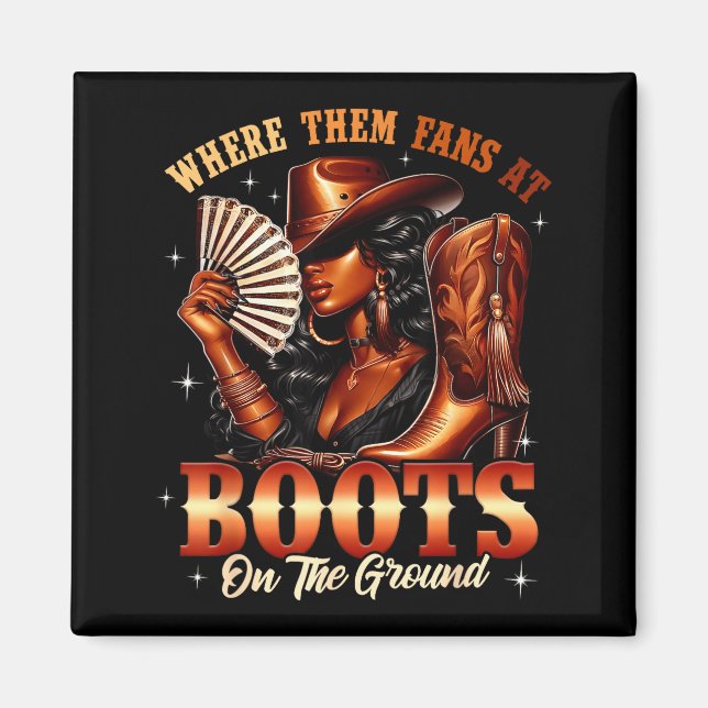 Boots On The Ground Cowgirl Black Women Africa Bla Magnet (Framsidan)