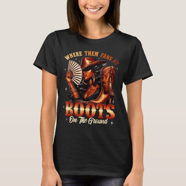 Boots On The Ground Cowgirl Black Women Africa Bla T Shirt (Framsida)