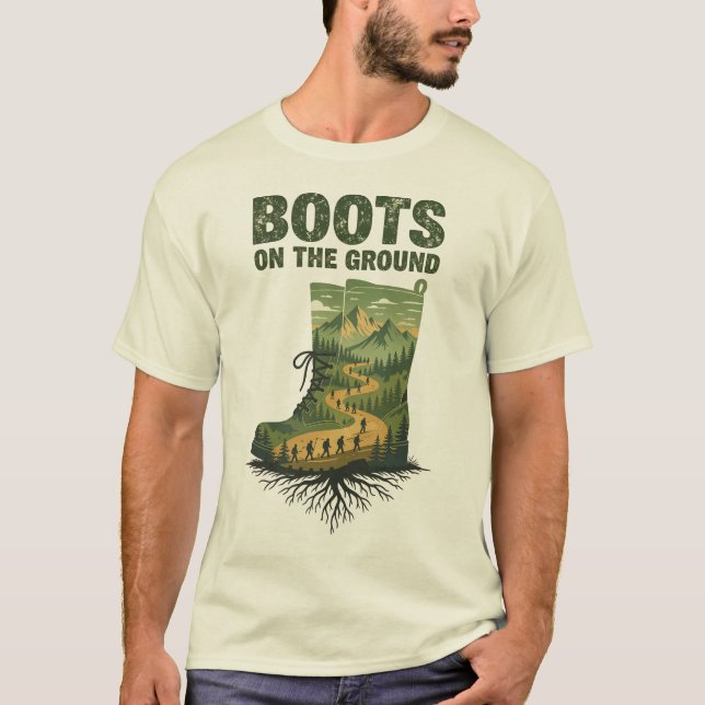 Boots on the Ground T-shirt - Dubbelexponeringskon (Framsida)