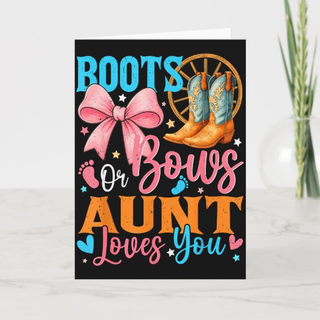 Boots Or Bows Aunt Loves You Gender Reveal Family  Kort (Framsida)