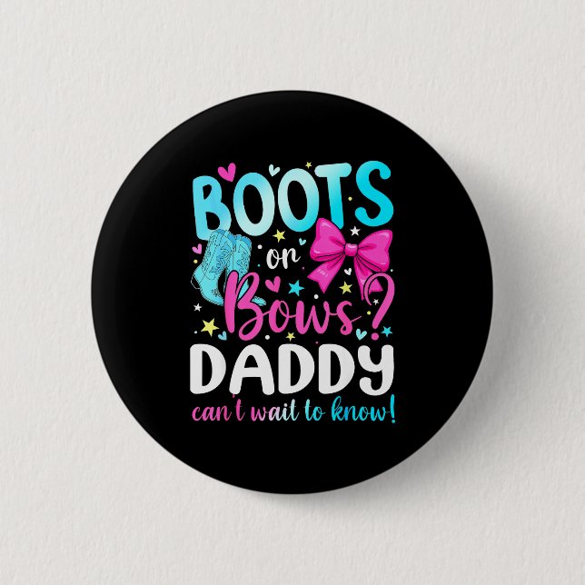 Boots Or Bows Daddy Loves You Gender Reveal Party  Knapp (Framsida)