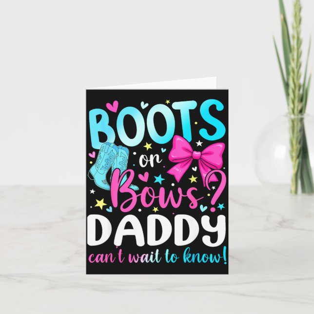 Boots Or Bows Daddy Loves You Gender Reveal Party  Kort (Framsida)