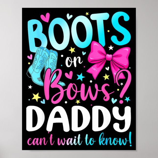 Boots Or Bows Daddy Loves You Gender Reveal Party  Poster (Framsidan)