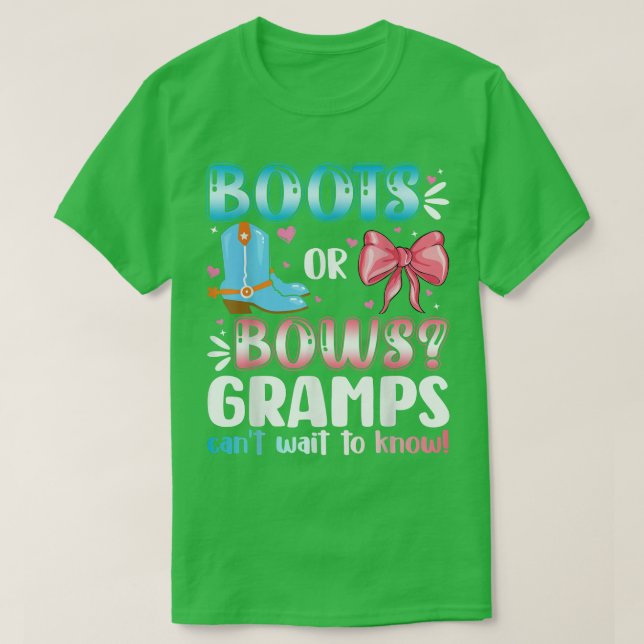 Boots Or Bows Gramps Gender Reveal Baby Shower Pre T Shirt (Design framsida)