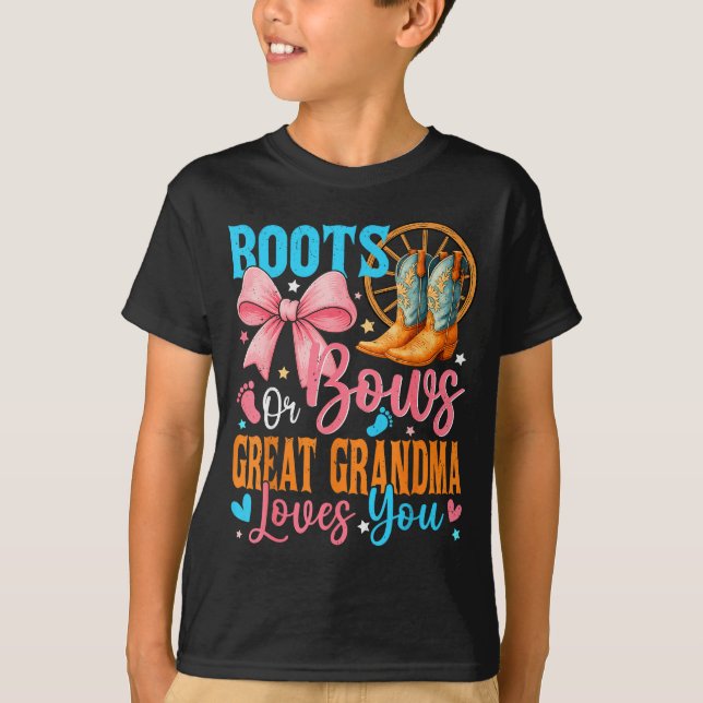 Boots Or Bows Great Grandma Loves You Gender Revea T Shirt (Framsida)