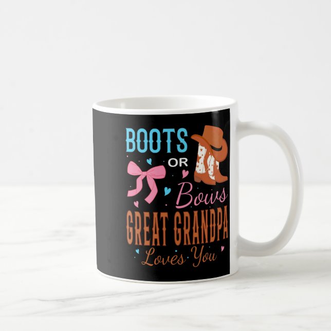Boots Or Bows Great Grandpa Loves You Gender Revea Kaffemugg (Höger)
