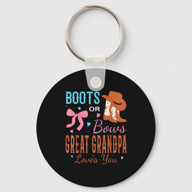 Boots Or Bows Great Grandpa Loves You Gender Revea Nyckelring (Framsida)