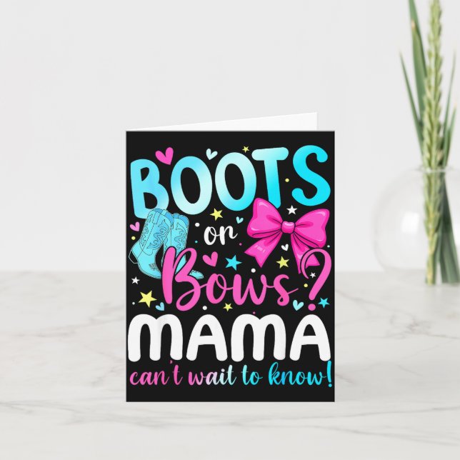 Boots Or Bows Mama Loves You Gender Reveal Party  Kort (Framsida)