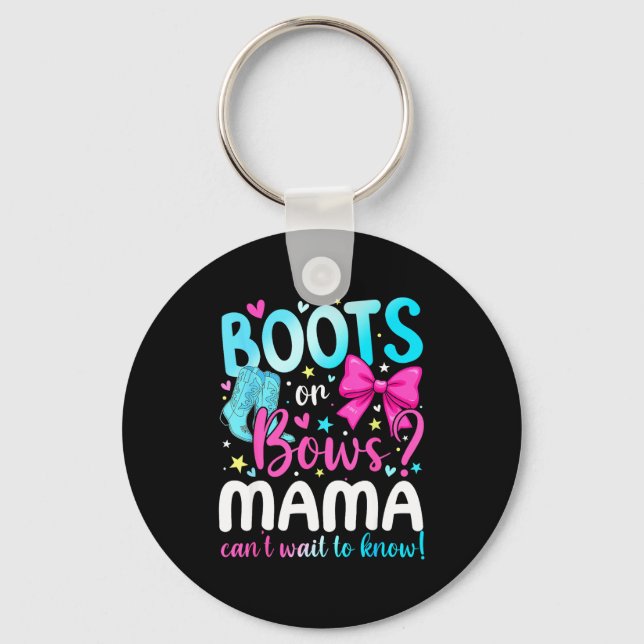 Boots Or Bows Mama Loves You Gender Reveal Party  Nyckelring (Framsida)