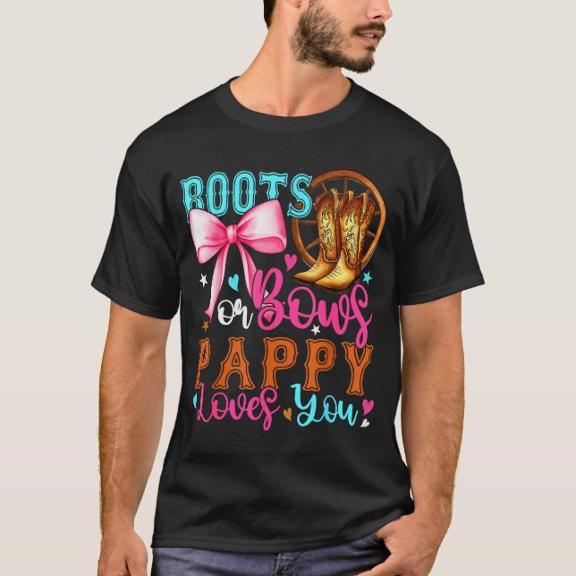 Boots Or Bows Pappy Loves You Gender Reveal Party  T Shirt (Framsida)