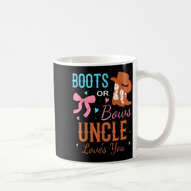 Boots Or Bows Uncle Loves You Gender Reveal Party  Kaffemugg (Höger)