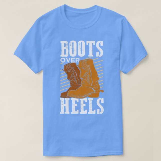 Boots over Heels Equestrian Girl Gift T Shirt (Design framsida)