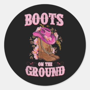 Boots på marken Boot Cowboy Western Cowgirl Li Runt Klistermärke
