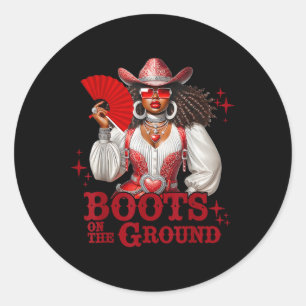 Boots på marken Boot Cowboy Western Cowgirl Li Runt Klistermärke