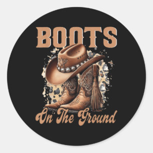 Boots på marken Boot Cowboy Western Cowgirl Runt Klistermärke