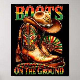 Boots på marken Boot Junetelfte svarta Cowgirl Poster