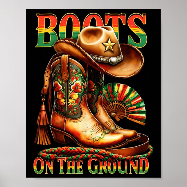 Boots på marken Boot Junetelfte svarta Cowgirl Poster (Framsidan)