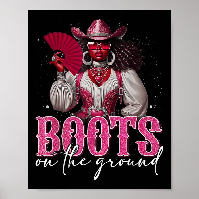 Boots på marken Junetteonde Black Cowgirl Weste Poster (Framsidan)
