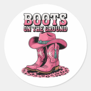 Boots på marken Land Cowboys Westerna Cowgirl Runt Klistermärke