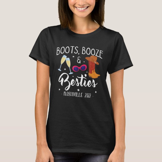 Boots Sprit Besties Bachelorette Nashville Girls T Shirt (Framsida)