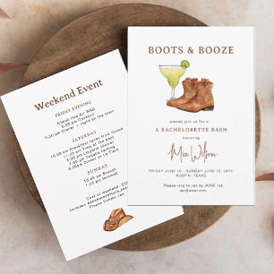 Boots & Sprit Cowgirl Bachelorette Helg Inbjudningar