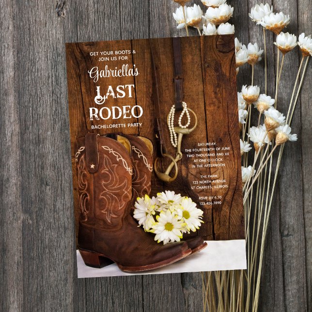 Boots Vita Prästkragar Sista Rodeon Systerfest Inbjudningar (Skapare uppladdad)
