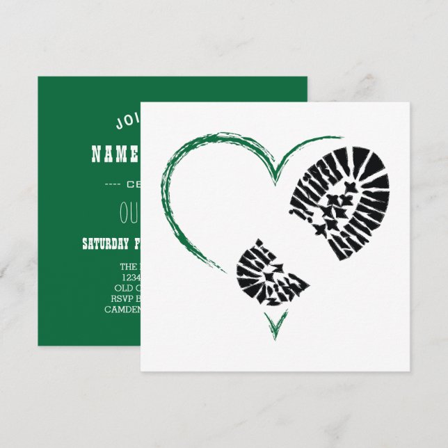 bootstomhjärta inbjudningar (Fram/baksida)