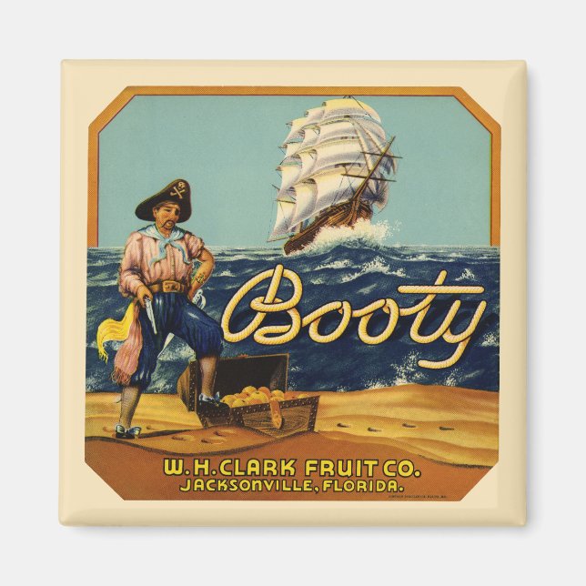 Booty | Vintage Citrus-etikett Magnet (Framsidan)