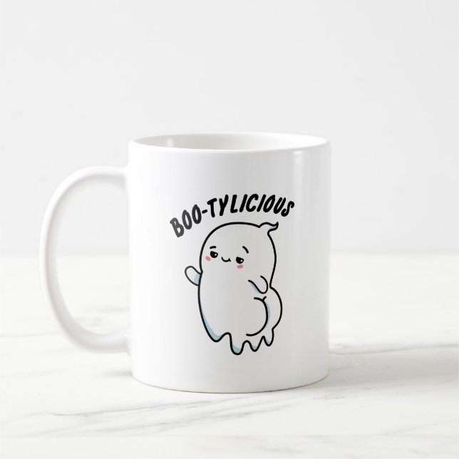 Bootylicious Funny Ghost Pun Kaffemugg (Vänster)