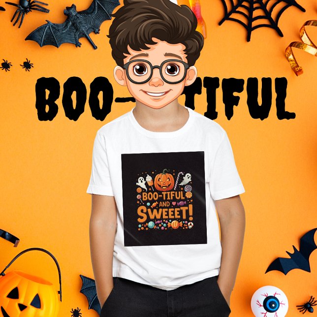Boovänlig familj | Matching Halloween Boys' T Shirt (Boo-tiful And sweet Halloween Kids' T-shirt Family Matching Halloween Party Theme)