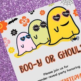 Booy eller Ghoul 70-tals Halloween Könsutlysning Inbjudningar