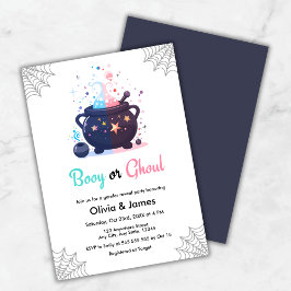 Booy eller Ghoul Cauldron Halloween Gender Reveal Inbjudningar