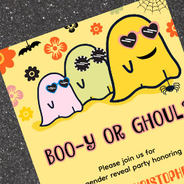 Booy eller Ghoul Groovy Ghost Halloween Könsbyte a Inbjudningar