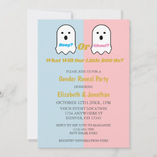 Booy eller Ghoul Halloween Ghost Gender Reveal Inbjudningar