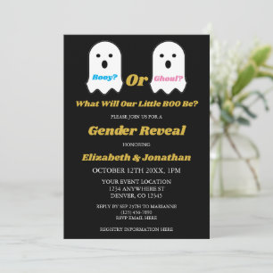Booy eller Ghoul Halloween Ghost Gender Reveal Inbjudningar
