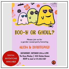 Booy eller Ghoul Retro Ghost Halloween Könsbestämn Inbjudningar