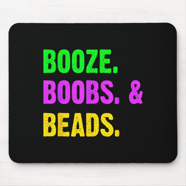 Booze S Beads Funny Mardi Gras New Orleans Festiva Musmatta (Framsidan)