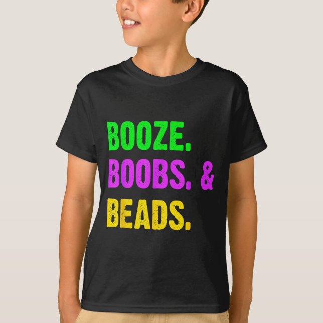 Booze S Beads Funny Mardi Gras New Orleans Festiva T Shirt (Framsida)